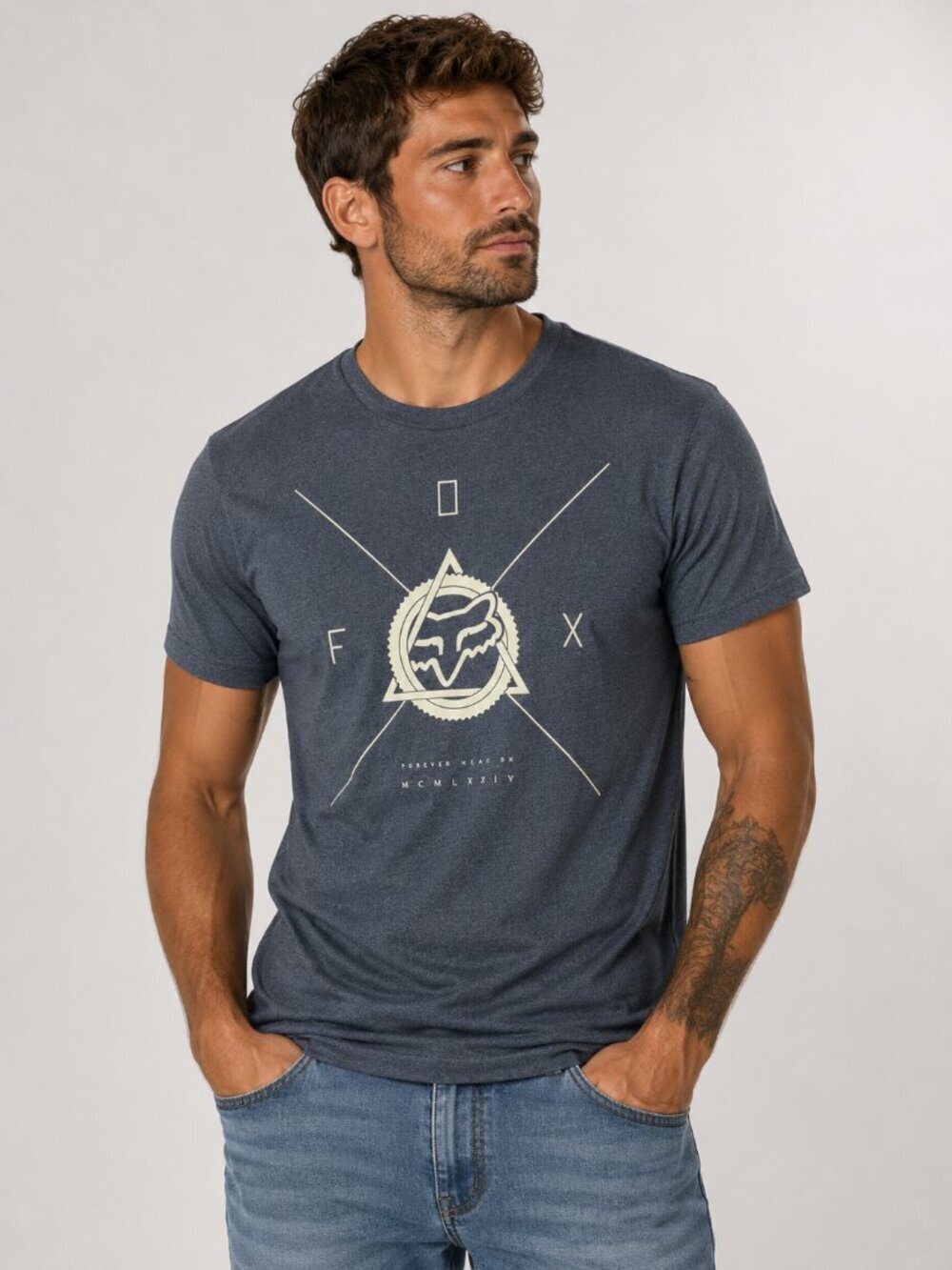 Fox Racing Men's Size L Graphic T Shirt Blue Short Sleeves Y2K Casual Rider